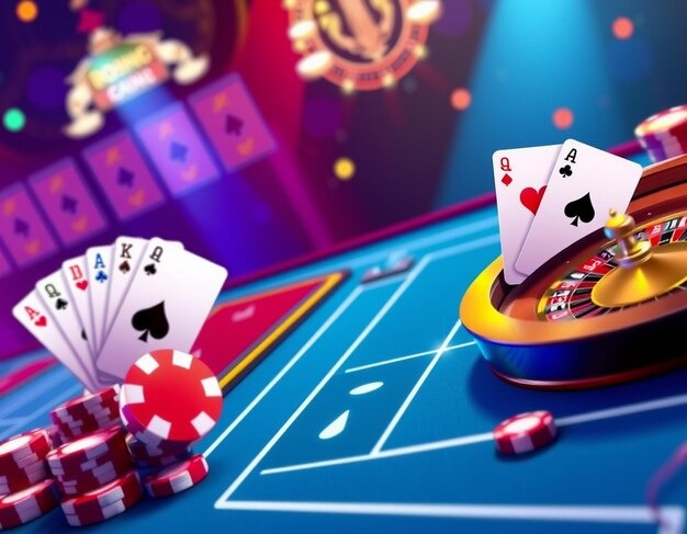 Slot game demo reels spinning with virtual credits displayed
